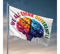 Accessoires de drapeau de jardin - Cerveau coloré : drapeau de pensée diversifiée - Décoration de chambre à coucher amusante (60 x 90 cm)