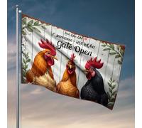 Accessoires de drapeau de jardin « Live Like Someone Left Her Gate Open » : un trio coloré de coq drapeaux pour chambre d'adolescentes et de garçons de campagne (60 x 90 cm)
