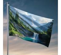 Accessoires de drapeau de jardin Nature'S Majesty : une cascade montagneuse paysage drapeau cour art drôle décoration de chambre (30 x 45 cm)