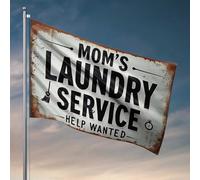 Accessoires de drapeau de jardin pour maman Service de blanchisserie : « Demande d'aide » Drapeau de cour Art Décoration amusante de chambre à coucher (120 x 180 cm)