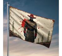 Accessoires de drapeau de jardin soldat vêtu de rouge au milieu des taches de sang : une illustration graphique drapeau drapeaux pour chambre d'adolescentes filles Country Boy drapeaux (120 x 180 cm)