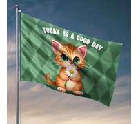 Accessoires de drapeau de jardin - Un chat mignon tenant une marguerite - Pour homme - Décoration de campagne (60 x 90 cm)