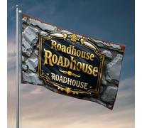 Accessoires de drapeau de jardin vintage avec panneau de maison de route sur pierre rustique pour chambre d'adolescente et garçon de campagne (152 x 244 cm)