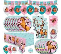Accessoires de fête d’anniversaire Spirit pour les filles | Spirit Riding Free Untamed Horse Décorations | Pour 16 personnes