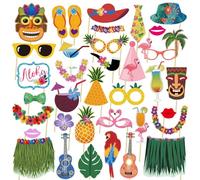 Accessoires de Fête Photo,Hawaiian Party Accessoires de Photo 36 Accessoires de Photomaton Hawaï Compris des Bâtons et de La Colle,pour Les Fêtes sur la Plage,Les Festivals D'été et Piscine