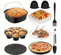 Accessoires de Friteuse à Air Chaud 5,5L - 8L, Kit Complet Air Fryer avec Grille et Brochettes pour Philips Airfryer XXL 7,2L, 8,3L, Cosori 5,5L, Tefal 6,5L, Ninja PRO MAX 6.2L, Cecotec 6L, Sans BPA