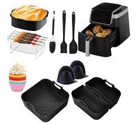 Accessoires de friteuse à air comprimé pour Cosori Turbo Tower/Pro 5 L, réutilisables, double doublures en silicone pour friteuse à air comprimé comprenant des moules à gâteau et à pizza, des