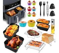 Accessoires de friteuse à air pour Tefal Dual Easy Fry XXL 11L (6,5L + 4,5L), ensemble de 21 moules en silicone pour accessoires de friteuse à air pour friteuse à air chaud Tefal EY942B
