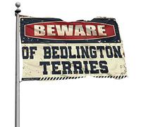 Accessoires de garage pour décoration de chambre d'adolescent et de garçon avec drapeau « Beware of Bedlington Terries » (120 x 180 cm)