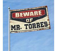 Accessoires de garage pour décoration de piscine avec inscription « Beware of Mr. Torres » (30 x 45 cm)