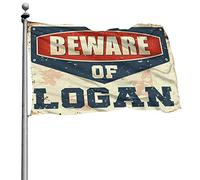 Accessoires de garage pour homme avec drapeau « Beware of Logan » - Panneau de chambre d'université - Accessoires de chambre pour homme (30 x 45 cm)