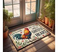 Accessoires de garage pour homme Cave Start Every Day With Gratitude: Un coq coloré Rappel Paillasson Tapis d'extérieur pour la maison Décoration pour chambre (65 x 90 cm)