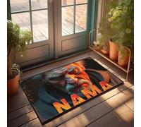 Accessoires de garage pour homme, grotte ardente, portrait d'un homme âgé avec texte en gras superposition paillasson extérieur pour la maison, entrée, décoration pour chambre à coucher (65 x 90 cm)