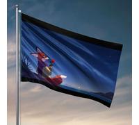 Accessoires de garage pour homme, grotte un renard tenant une rose regardant les étoiles, drapeaux mignons pour décoration de chambre d'adolescentes et de filles (60 x 90 cm)