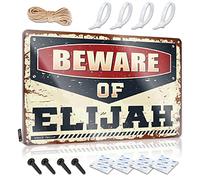 Accessoires de garage pour Man Cave Beware Of Elijah - Plaque en étain - Miroirs pour porte de chambre à coucher (30 x 40 cm)