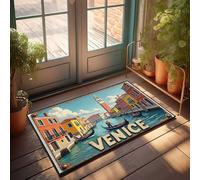 Accessoires de garage pour Man Cave Canaux de Venise colorés avec gondoliers et architectes historiques Tapis d'extérieur pour décoration de maison, entrée pour chambre à coucher (50 x 80 cm)