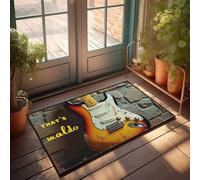 Accessoires de garage pour Man Cave Guitare vintage avec fond rustique : « That'S Waldo » Paillasson d'extérieur pour décoration de maison ou chambre à coucher (50 x 80 cm)