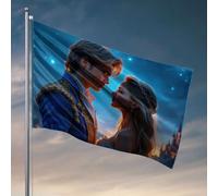 Accessoires de grotte pour homme et décoration d'un couple dans une tenue élégante se regarde dans les yeux sous un ciel étoilé Accessoires de bar pour décoration de salle de jeux (60 x 90 cm)