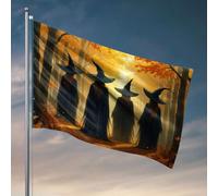 Accessoires de grotte pour homme et décoration - Quatre sorcières en robe noire - Promenade à travers une forêt d'automne - Accessoires de bar pour décoration de salle de jeux (152 x 244 cm)