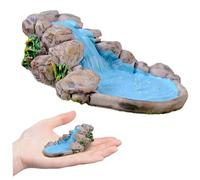 Accessoires de jardin féérique d'extérieur, mini étang, mini cascade en résine réaliste, 2 x 0, 6 eau qui coule et pierre micro paysage, ornement de scène vintage, accessoires jardin féérique, casc