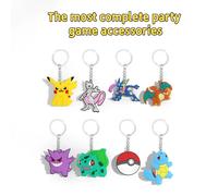 Accessoires de jeu d'anniversaire Thème 2026 : Porte-clés, tampon, autocollant, ballon Pikachu, sac cadeau, bracelet dessin animé, ensemble de jeu pour fête d'enfants M-L-12pcs