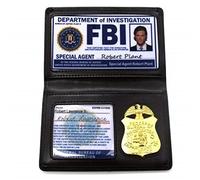 Accessoires de jeu de rôle fantaisie FBI en cuir Undercover Agent Carte d'identité Accessoires de fête d'Halloween (Sam)
