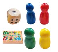 Accessoires De Jeu De Société en Bois - 4 Pions D'échecs Et 1 Dé, Multicolore | Ensemble De Pièces De Jeu Portables Adaptées Aux Jeux De Société De Dames, Divertissement Familial, De Table De