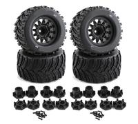Accessoires de Jouets Pneus en Caoutchouc pour Monster Truck 1/10, 4 pièces, 12Mm et 1/10 Roue hexagonale de 14Mm pour Voiture RC Traxxas Arrma Redcat HSP HPI Tamiya Kyosho(White)
