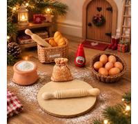 Accessoires de lutin de 16 pièces : kit de pâtisserie miniature pour | Créez un ensemble d'accessoires enchanteur magique. Les petits pains et les œufs sont parfaits pour les scénarios créatifs.