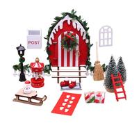 Accessoires de Maison de de Noël, Faisant Semblant de pavillon Porte pour la Maison de - en Bois Mignon créatif Miniature Toyhouse Village Scene Modèle pour Le Festival, Vacances