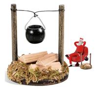 Accessoires de Maison de poupée Miniature 1/12, Mini feu de Camp, Mini Chaudron, Foyer à Bois de Chauffage décoration Miniature Accessoires de GNOME, feu de Camp de Noël