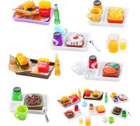 Accessoires De Maison De Poupée Miniature,Accessoires De Cuisine Miniature,1:12 Accessoire Miniature Nourriture Avec Miniature Hamburger Frites Boisson Pain Confiture,Ensemble De Mini Nourriture