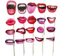 Accessoires de Photobooth de Fête,20pcs Drôle Bouche des lèvres Accessoires,Photobooth Décoration de Selfie Party,Accessoires Photo Drôle pour Fête, Mariage, Anniversaire, Carnaval, Noël