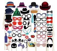 Accessoires de Photobooth de Fête, 58 Pièces Kit D'accessoires de Photomaton de Mariage, Photomaton de Anniversaire DIY Props pour Fêtes de Variété Fêtes,Festivals, Carnavals