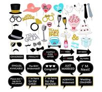 Accessoires de Photobooth Mariage, 52 Pièces DIY Mariage Photo Booth Props Déguisements Décorations Kit, Accessoires de Photomaton de Mariage Fête pour Fiançailles, Fêtes d'anniversaire, Noël