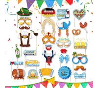 Accessoires de Photobooth Oktoberfest,30 Pièces Accessoires Pour Photobooth De La Fête De La Bière Allemande - Décor de Fond Pour Fêtes Anniversaire Halloween Adulte Culture