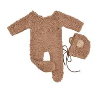 Accessoires de photographie costume bébé ours bonnet à manches longues barboteuse nouveau-né photo body doux pour la peau bébé photo combinaison nouveau-né peluche costume de séance photo thème bébé