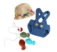 Accessoires de photographie de bébé nouveau-né vêtements photographie costume chapeau et barboteuse ensemble costume de pêcheur pour nourrisson