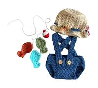 Accessoires de photographie nouveau-né nouveau-né photographie costume bonnet tricoté barboteuse tenue de pêcheur vêtements photo vêtements bébé