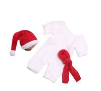 Accessoires de photographie pour bébé fille 0 à 1 mois Costume photo de Noël Combinaison Père Noël Bonnet Écharpe nouveau-né Festival Party Outfit