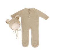 Accessoires de photographie pour bébé - Joli ours - Chapeau - Barboteuse - Tenue de pose photo - Cadeau de fête prénatale - 2 accessoires de photographie pour bébé
