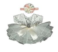 Accessoires de photographie pour bébé - Jupe en dentelle avec nœud et bandeau à fleurs pour nouveau-né fille - Accessoires de prise de photos