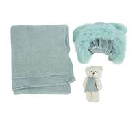 Accessoires de photographie pour bébé, tenues pour nouveau-né, chapeau, couverture, ensemble de jouets, coton tricoté doux, Style dessin animé pour séance Photo infantile, garçons (chapeau + écharpe