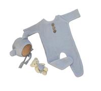 Accessoires De Photographie Pour Nouveau-nés Costume Ours Chapeau Bretelles Pantalons Poupées Barboteuse Photo Vêtements Bébé Tenue De Séance Photo Accessoires Nourrissons