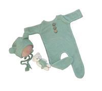 Accessoires De Photographie Pour Nouveau-nés Costume Ours Chapeau Bretelles Pantalons Poupées Barboteuse Photo Vêtements Bébé Tenue De Séance Photo Accessoires Nourrissons