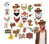 Accessoires de photomaton de cowboy - Décorations de fête sauvages - Accessoires de photomaton occidental | Accessoires de photomaton occidentaux | Fournitures de fête | Chapeau de cowboy moustache