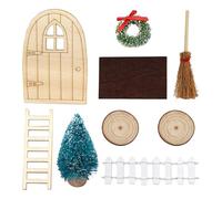 Accessoires de porte de fée miniatures de Noël - Porte pour ambiance festive de Noël, kit d'artisanat de porte de fée en bois, décoration murale pour Noël en plein air