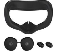 Accessoires de Protection VR, Ensemble 3 en 1 de Coque en Silicone VR pour Meta Quest 3s, Protection faciale avec Capuchon d'objectif, Étanche à la Transpiration - Confortable, Noir