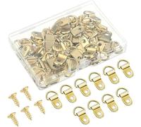 Accessoires de quincaillerie D - ring, 50 pièces d'ancrage fixe à trou unique avec vis, idéal pour suspendre des images, des cadres photo, des peintures, des œuvres d'art, des décorations de Noël (or)