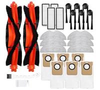 Accessoires de rechange pour aspirateur robot Xiaomi, comprenant 2 brosses principales, 4 filtres, 6 brosses latérales, 6 serpillères, 6 sacs et 2 brosses
